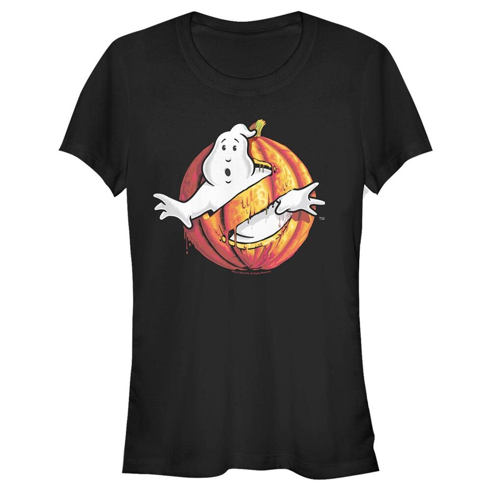 Juniors Ghostbusters Halloween Pumpkin Logo Tshirt